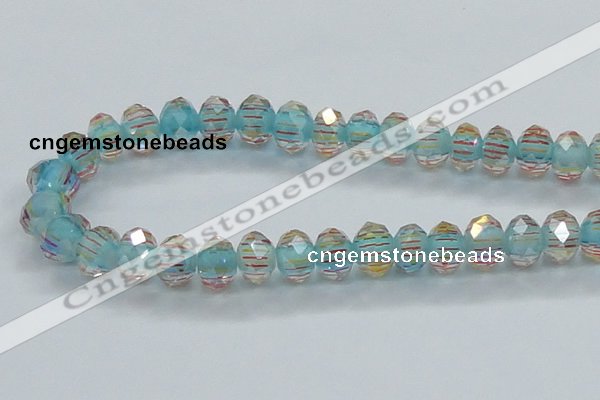 CLG53 13 inches 9*12mm faceted rondelle handmade lampwork beads