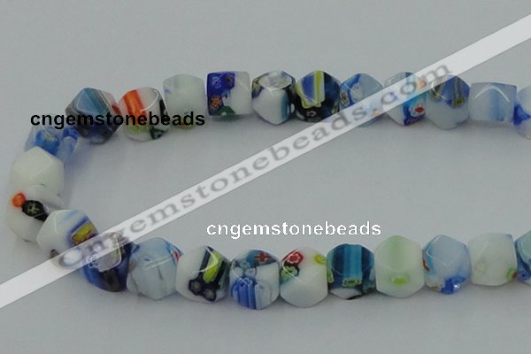 CLG534 16 inches 10*10mm faceted cube lampwork glass beads