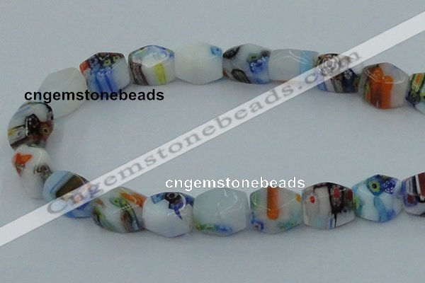 CLG535 16 inches 10*13mm faceted cuboid lampwork glass beads