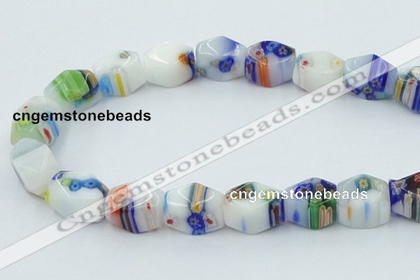 CLG536 16 inches 12*15mm faceted cuboid lampwork glass beads