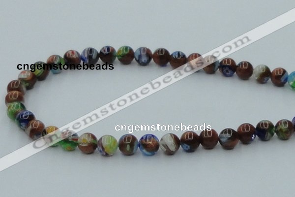 CLG540 16 inches 8mm round goldstone & lampwork glass beads