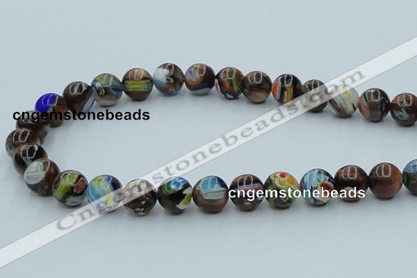 CLG541 16 inches 10mm round goldstone & lampwork glass beads