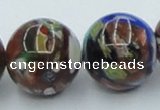 CLG543 16 inches 14mm round goldstone & lampwork glass beads