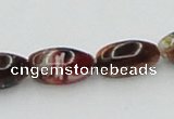 CLG544 16 inches 6*12mm rice goldstone & lampwork glass beads