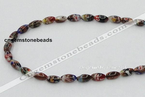 CLG544 16 inches 6*12mm rice goldstone & lampwork glass beads