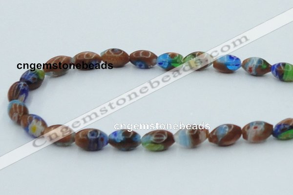 CLG545 16 inches 8*13mm rice goldstone & lampwork glass beads