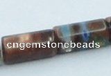 CLG551 16 inches 8*16mm faceted cylinder goldstone & lampwork beads