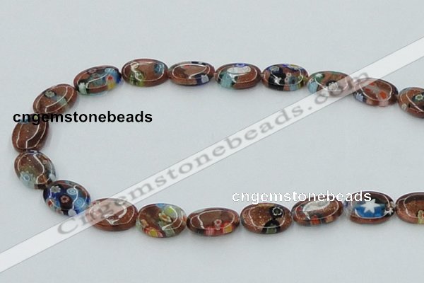 CLG553 16 inches 10*14mm oval goldstone & lampwork glass beads