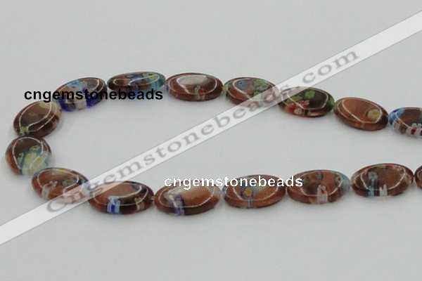 CLG554 16 inches 12*18mm oval goldstone & lampwork glass beads