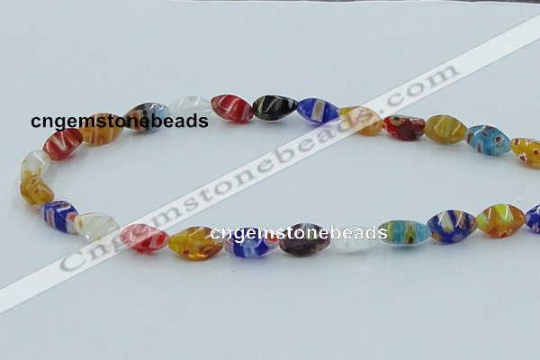 CLG576 16 inches 6*13mm twisted rice lampwork glass beads wholesale