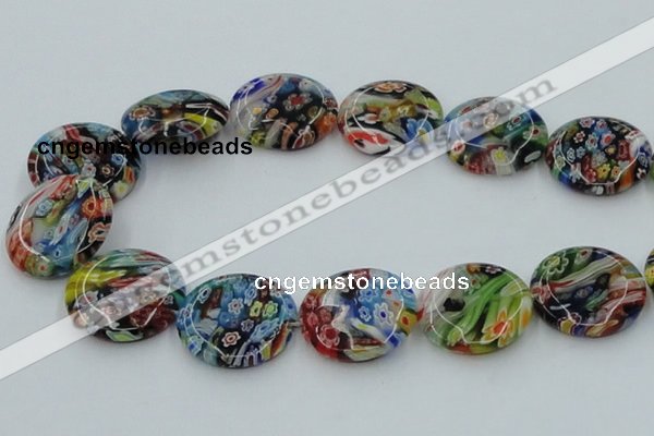 CLG597 16 inches 25mm flat round lampwork glass beads wholesale