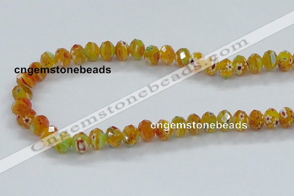 CLG64 15 inches 8*10mm faceted rondelle handmade lampwork beads