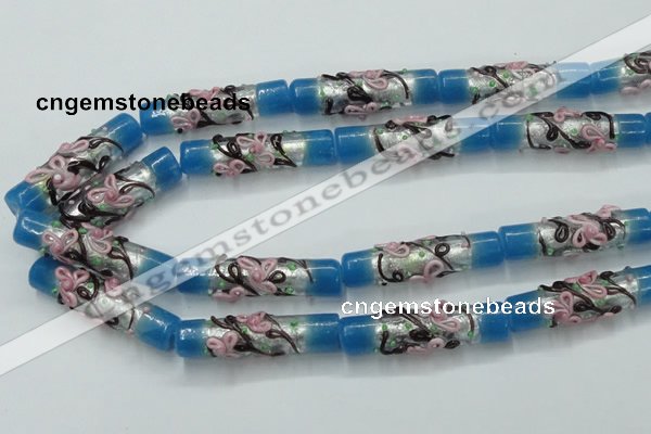 CLG786 15.5 inches 10*40mm cylinder lampwork glass beads wholesale