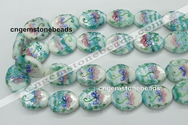 CLG800 15.5 inches 22*28mm oval lampwork glass beads wholesale