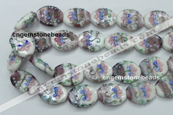 CLG801 15.5 inches 22*28mm oval lampwork glass beads wholesale