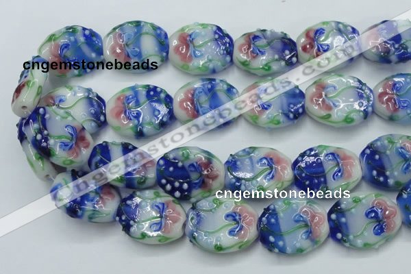 CLG802 15.5 inches 22*28mm oval lampwork glass beads wholesale