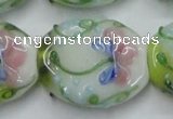 CLG803 15.5 inches 22*28mm oval lampwork glass beads wholesale