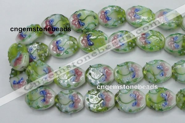 CLG803 15.5 inches 22*28mm oval lampwork glass beads wholesale