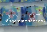 CLG808 15.5 inches 20*20mm square lampwork glass beads wholesale