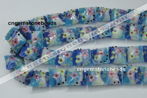 CLG808 15.5 inches 20*20mm square lampwork glass beads wholesale