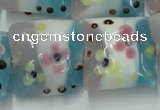 CLG809 15.5 inches 20*20mm square lampwork glass beads wholesale