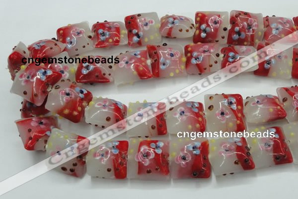 CLG810 15.5 inches 20*20mm square lampwork glass beads wholesale