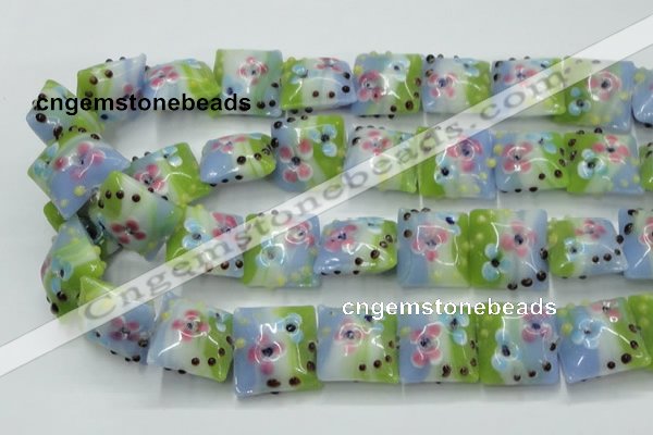 CLG811 15.5 inches 20*20mm square lampwork glass beads wholesale