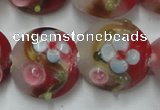 CLG812 15.5 inches 18mm flat round lampwork glass beads wholesale