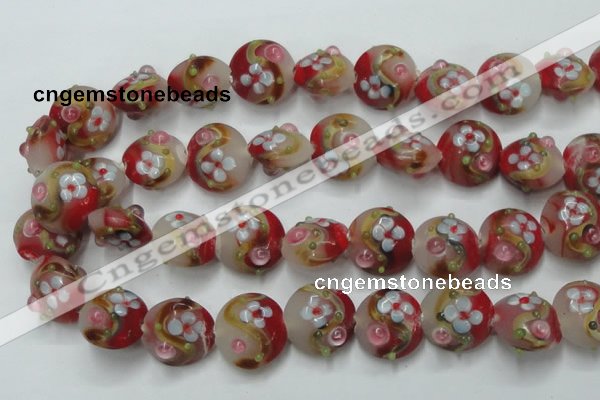 CLG812 15.5 inches 18mm flat round lampwork glass beads wholesale