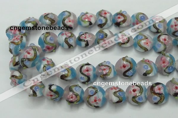 CLG813 15.5 inches 18mm flat round lampwork glass beads wholesale