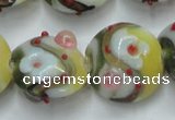 CLG814 15.5 inches 18mm flat round lampwork glass beads wholesale