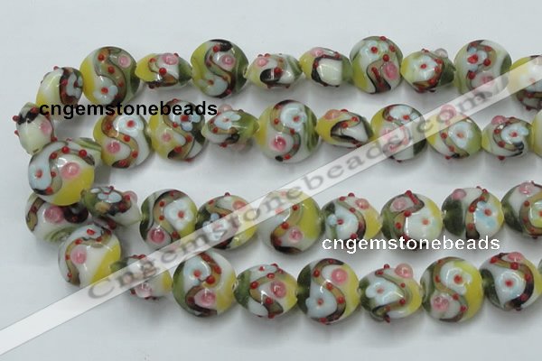 CLG814 15.5 inches 18mm flat round lampwork glass beads wholesale