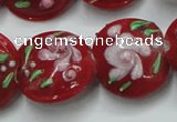 CLG815 15.5 inches 18mm flat round lampwork glass beads wholesale