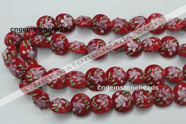 CLG815 15.5 inches 18mm flat round lampwork glass beads wholesale