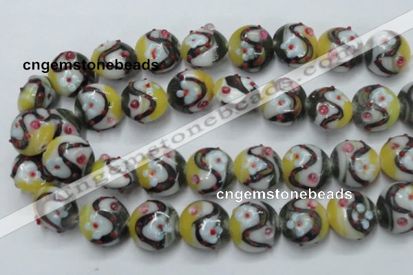 CLG816 15.5 inches 20mm flat round lampwork glass beads wholesale