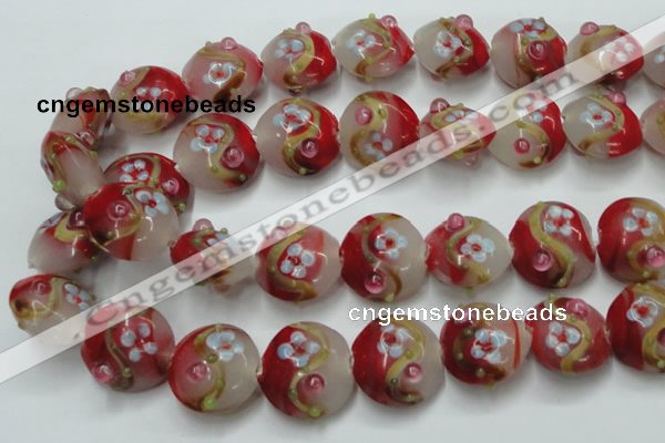 CLG817 15.5 inches 20mm flat round lampwork glass beads wholesale