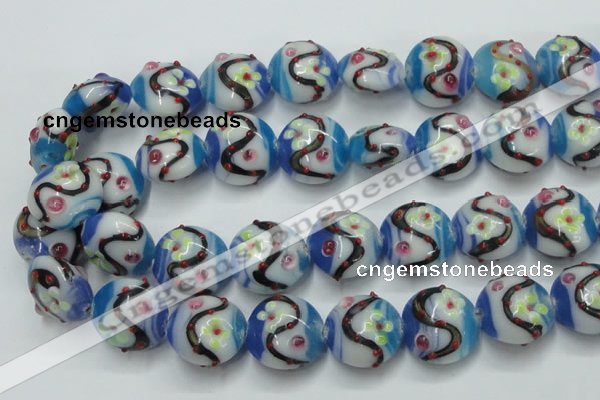 CLG818 15.5 inches 20mm flat round lampwork glass beads wholesale