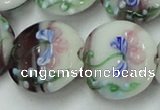 CLG820 15.5 inches 20mm flat round lampwork glass beads wholesale