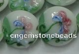 CLG823 15.5 inches 20mm flat round lampwork glass beads wholesale