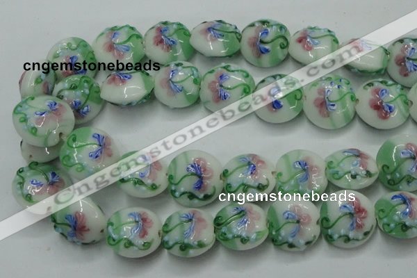 CLG823 15.5 inches 20mm flat round lampwork glass beads wholesale