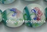 CLG824 15.5 inches 20mm flat round lampwork glass beads wholesale