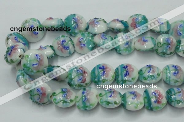 CLG824 15.5 inches 20mm flat round lampwork glass beads wholesale