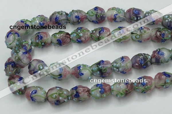 CLG827 15.5 inches 14*18mm pear lampwork glass beads wholesale