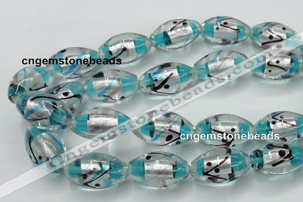 CLG857 15.5 inches 16*28mm rice lampwork glass beads wholesale