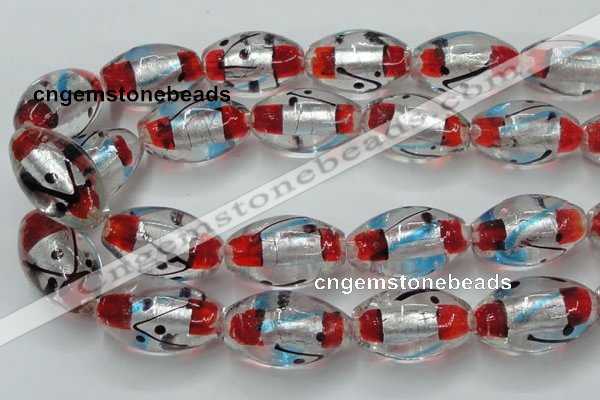 CLG858 15.5 inches 16*28mm rice lampwork glass beads wholesale