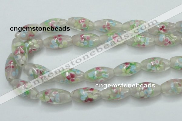 CLG865 14 inches 10*20mm rice lampwork glass beads wholesale