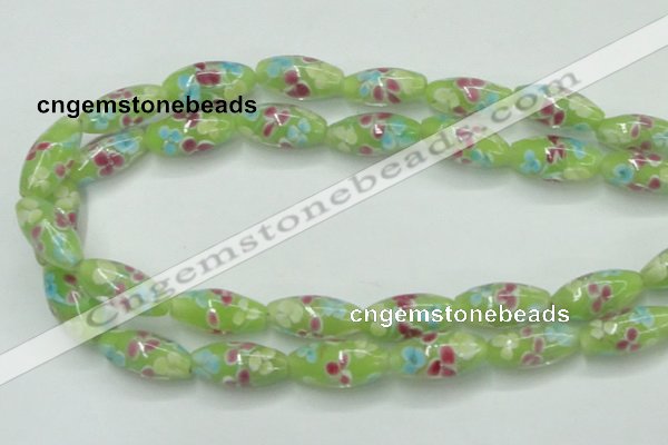 CLG867 15.5 inches 10*20mm rice lampwork glass beads wholesale