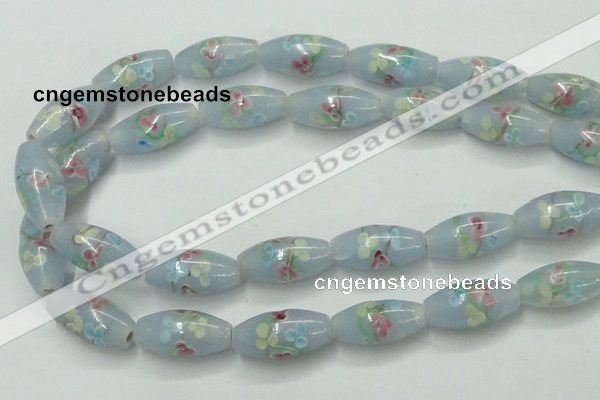 CLG869 15.5 inches 10*20mm rice lampwork glass beads wholesale