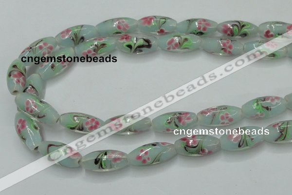 CLG870 15.5 inches 10*20mm rice lampwork glass beads wholesale