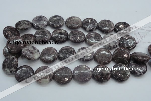 CLI02 15.5 inches 25mm flat round natural lilac jasper beads wholesale